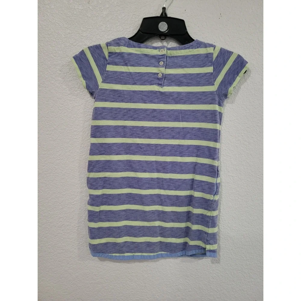 Crewcuts Girls Blue Lime Green Striped Cotton Pocket Shift Dress Size 4/5‎ #10